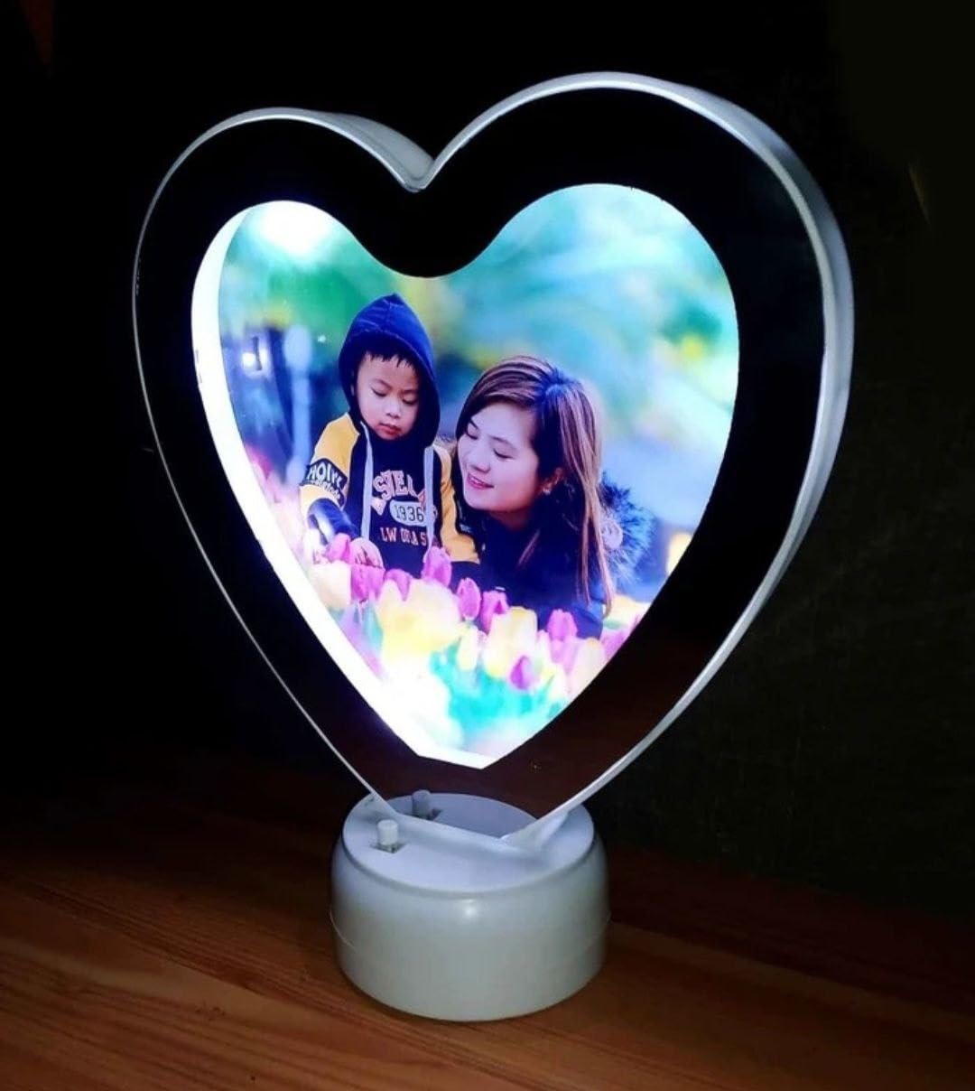Personalized Magic Mirror LED Photo Frame Gift | Heart Shaped