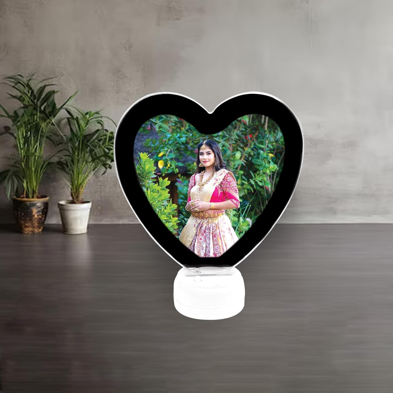 Personalized Magic Mirror LED Photo Frame Gift | Heart Shaped