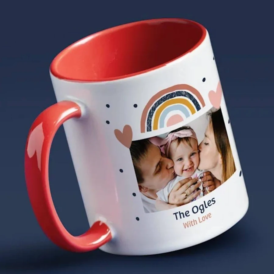 Personalized Inner Color Photo Mug Gift | Blue/Pink Color Options