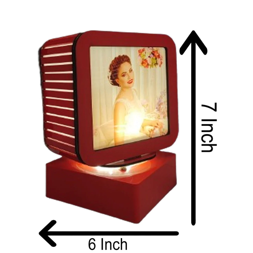 Personalized Rotating LED Photo Night Lamp | 2 Photos Display | Red