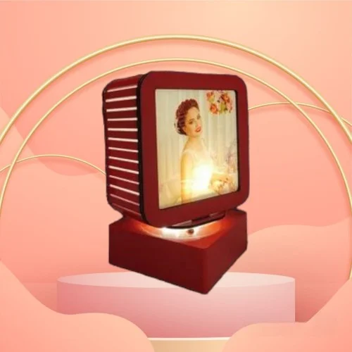 Personalized Rotating LED Photo Night Lamp | 2 Photos Display | Red