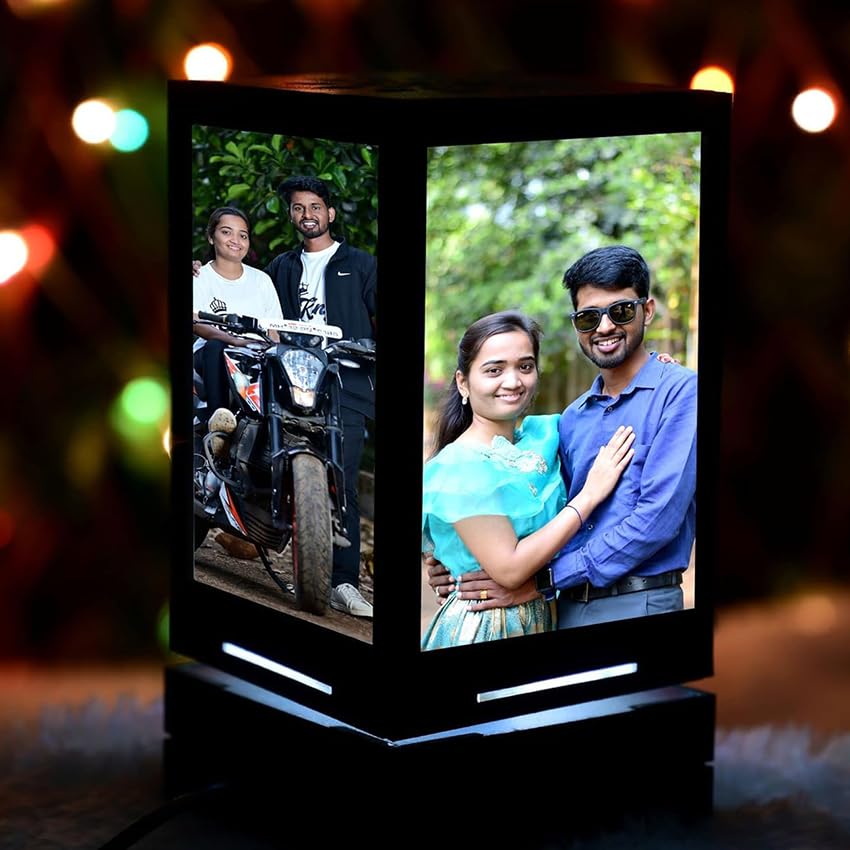 Rotating LED Photo Frame Lamp | 5 Photos Display
