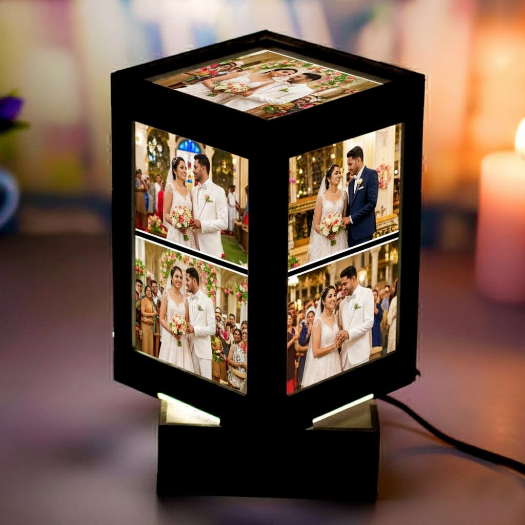 Rotating LED Photo Frame Lamp | 5 Photos Display