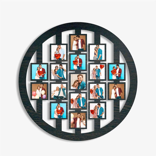 Elegant Wooden Circle 17 Photos Frame Collage | 12x12 inch
