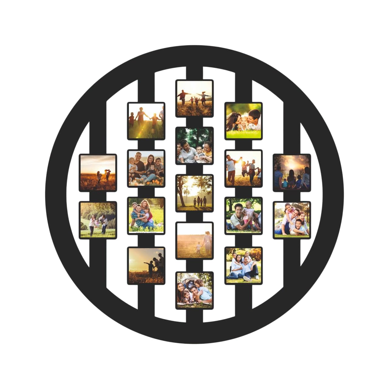 Elegant Wooden Circle 17 Photos Frame Collage | 12x12 inch