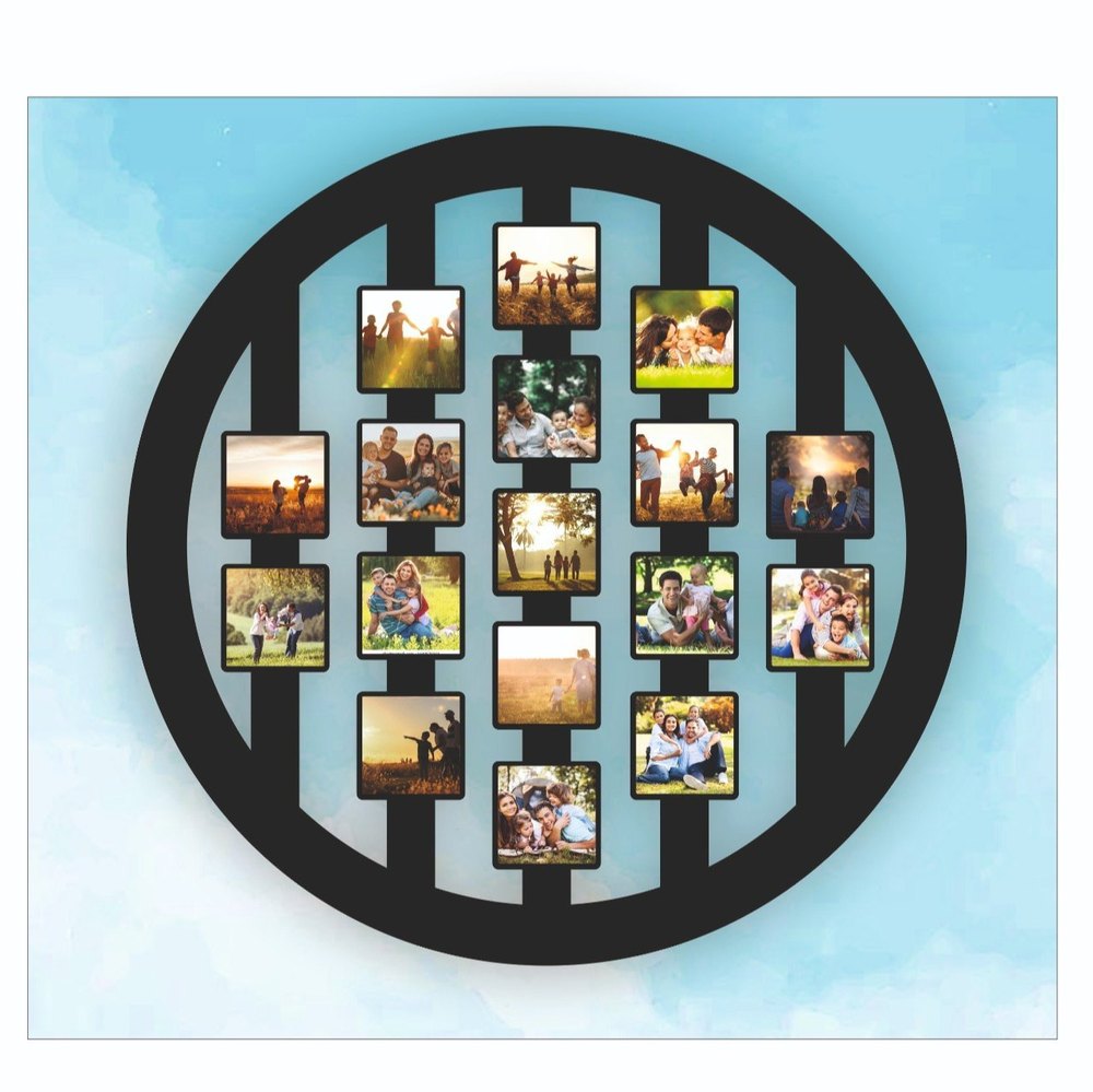 Elegant Wooden Circle 17 Photos Frame Collage | 12x12 inch