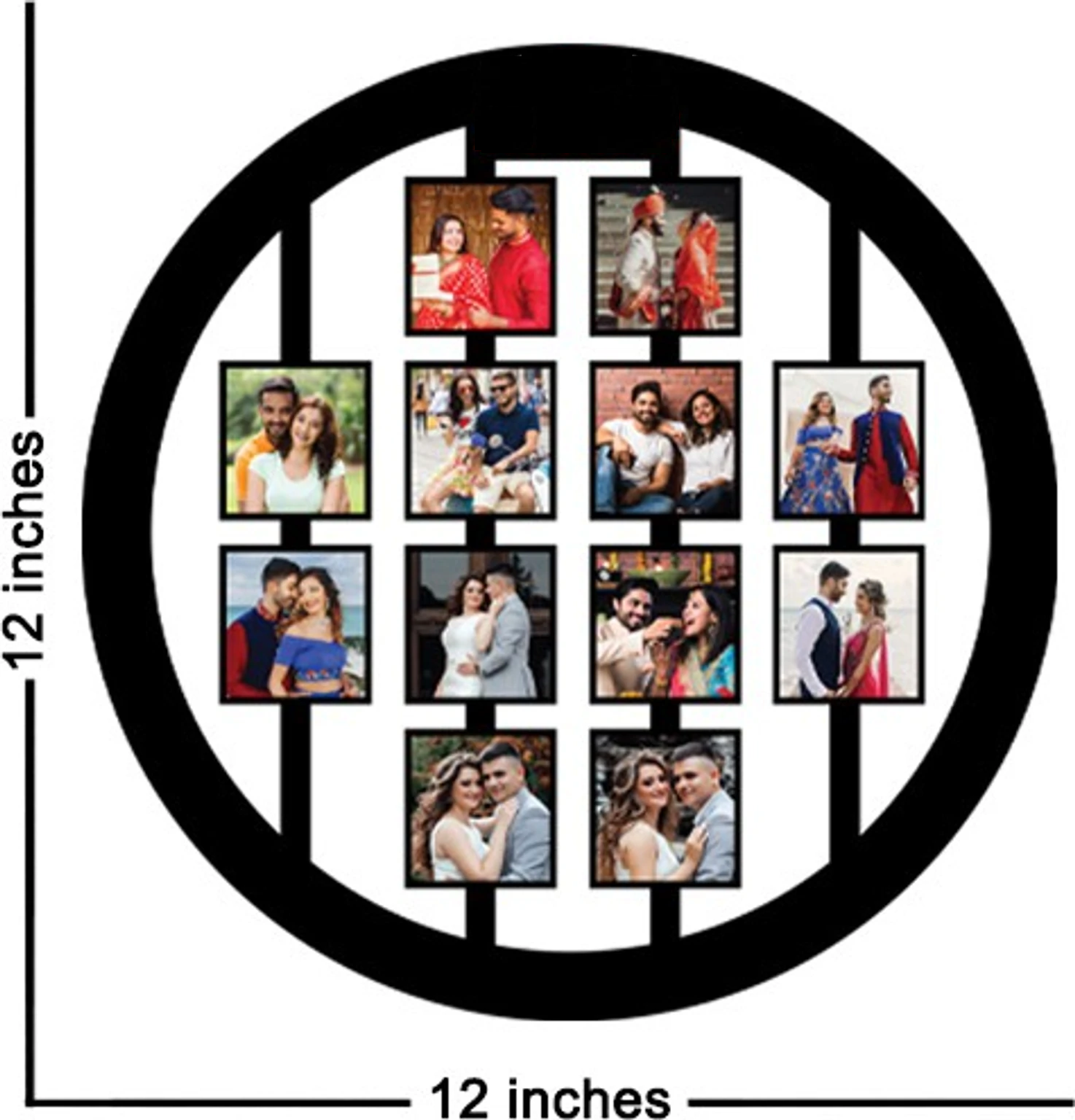 Elegant Wooden Circle 17 Photos Frame Collage | 12x12 inch